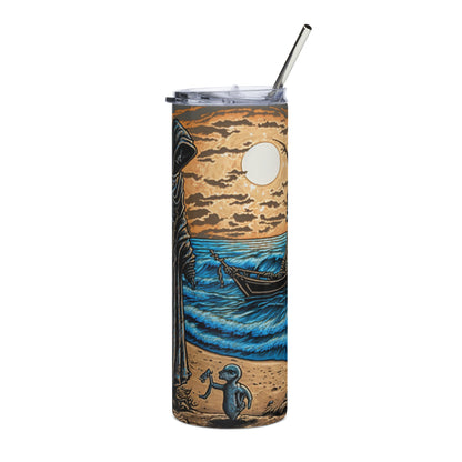 Death at the Beach Stainless steel tumbler cup with metal straw