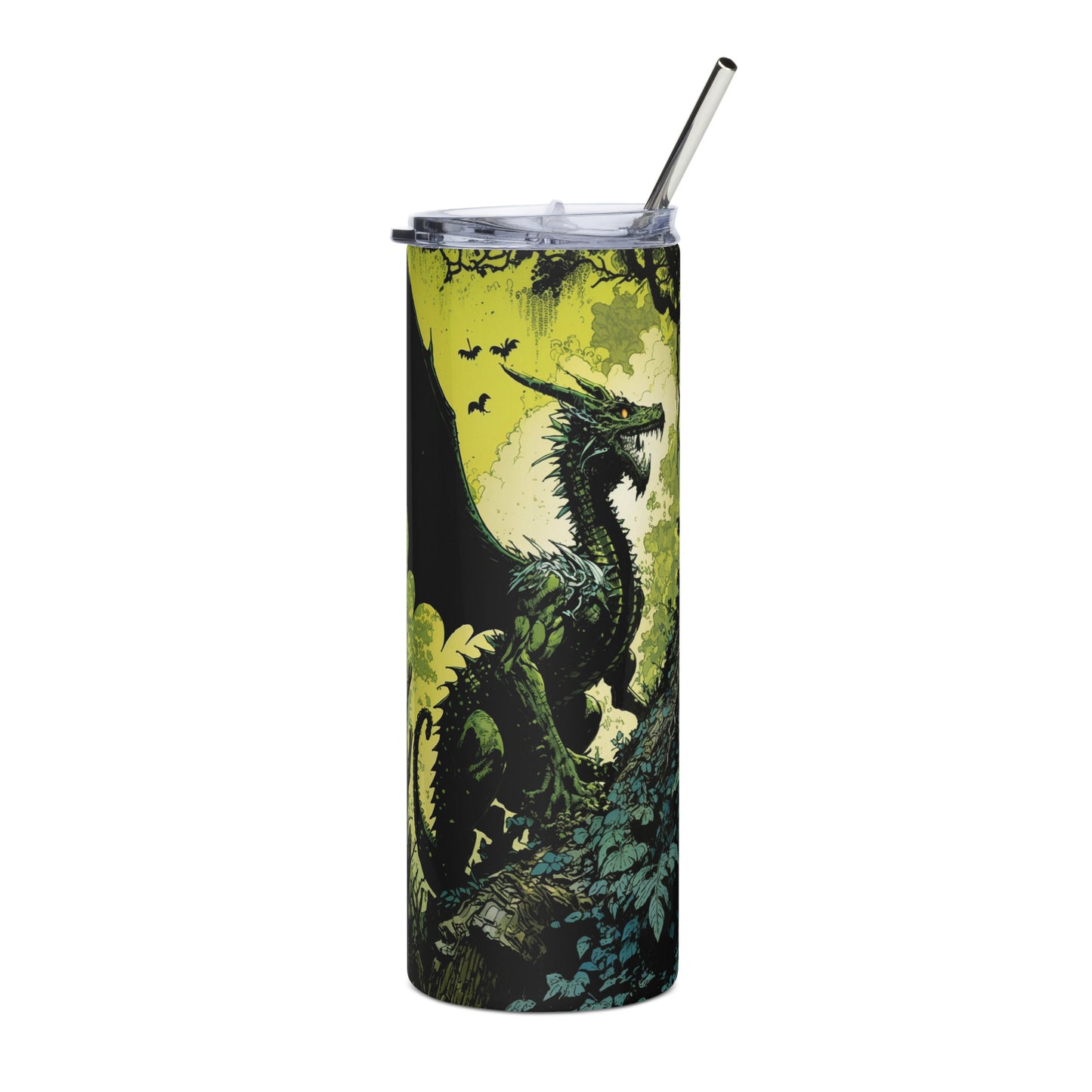 Dragon #3 Stainless steel tumbler cup with metal straw