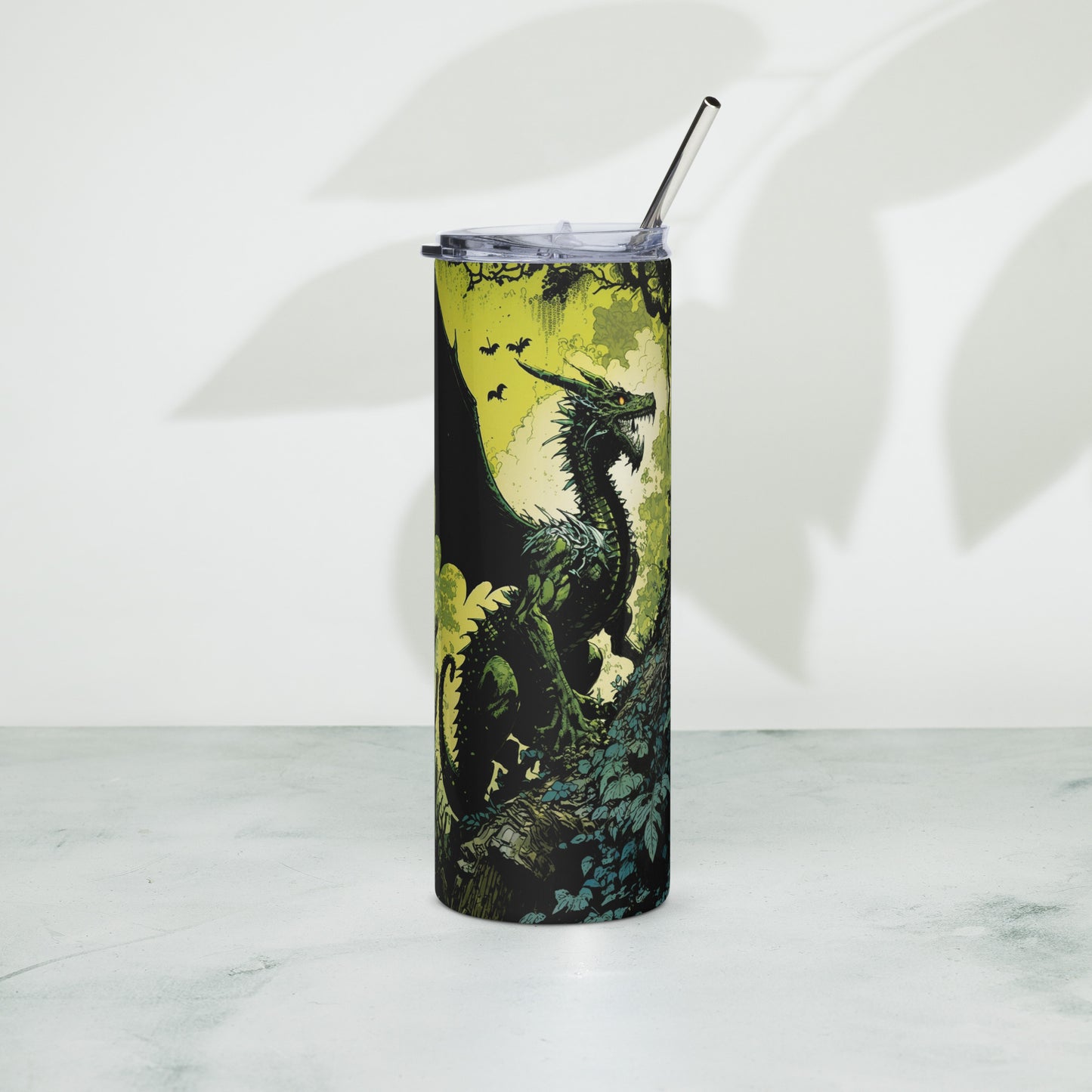 Dragon #3 Stainless steel tumbler cup with metal straw