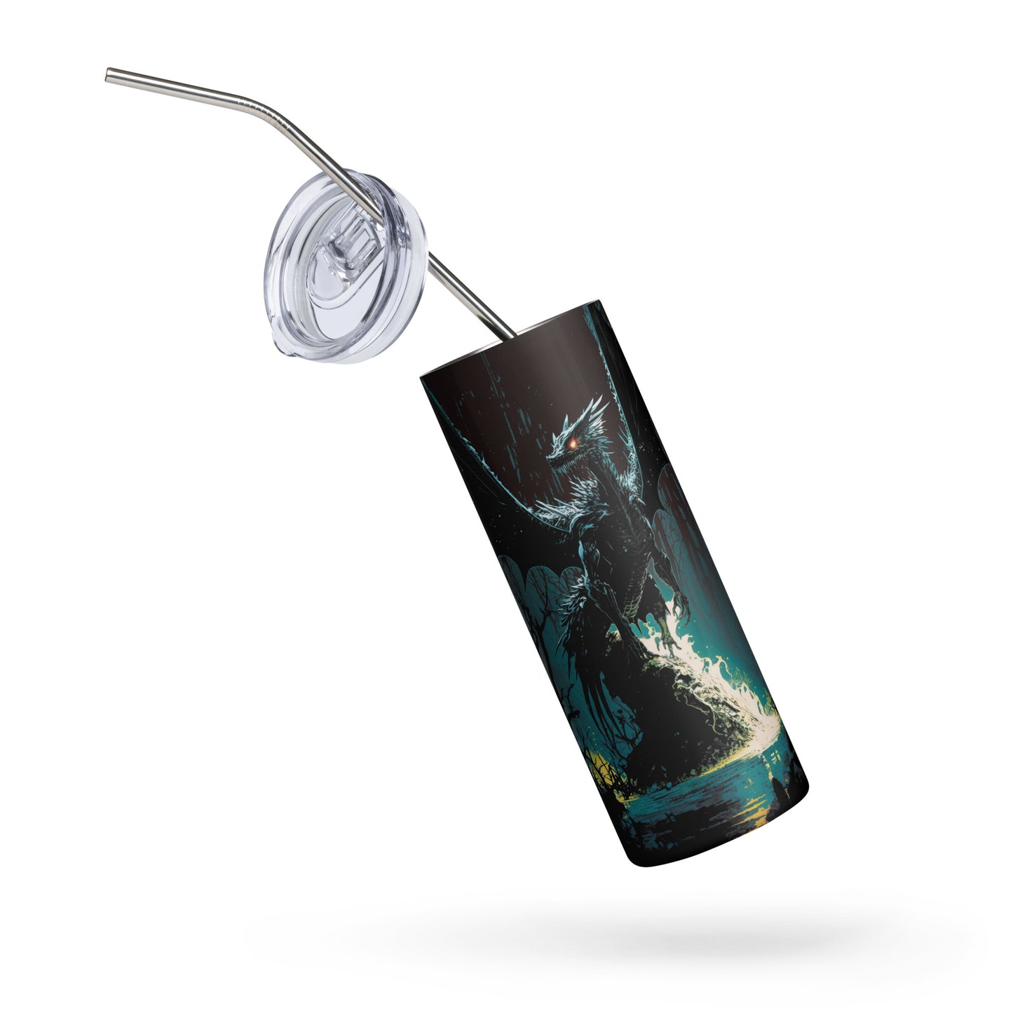 Dragon #4 Stainless steel tumbler cup with metal straw