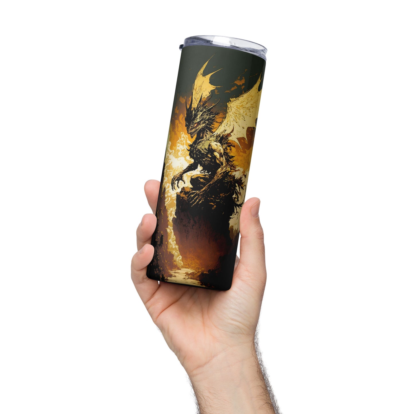 Dragon #6 Stainless steel tumbler cup with metal straw