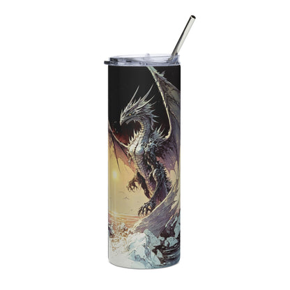 Dragon #7 Stainless steel tumbler cup with metal straw