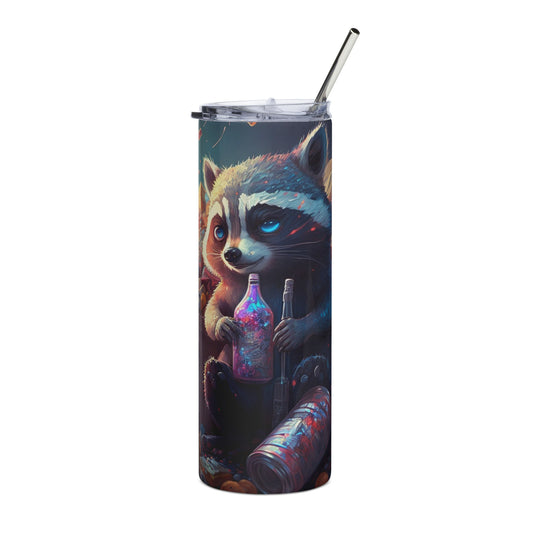 Snacks Raccoon Stainless steel tumbler cup with metal straw