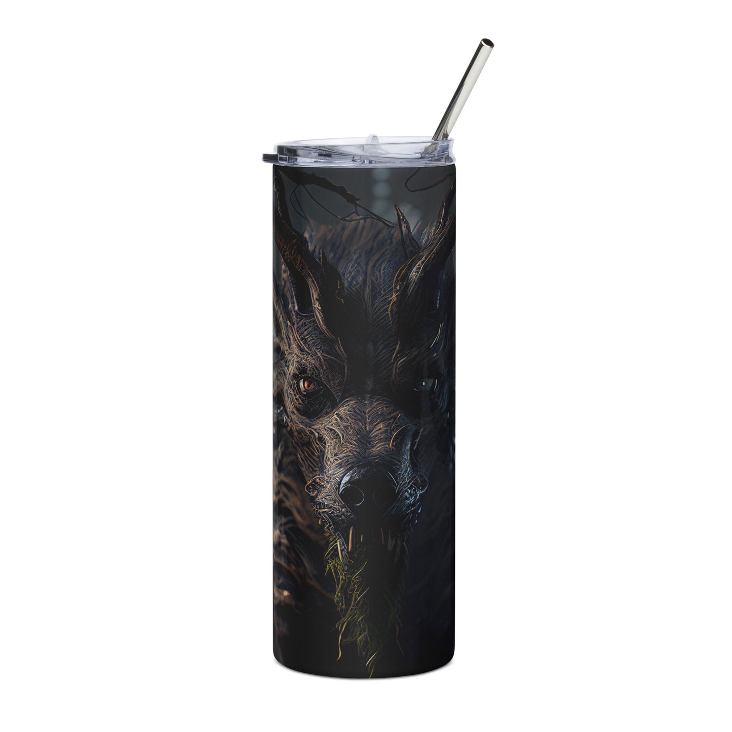 The Wendigo Stainless steel tumbler cup with metal straw