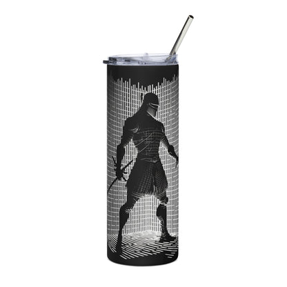 Grid Knight Stainless steel tumbler cup with metal straw