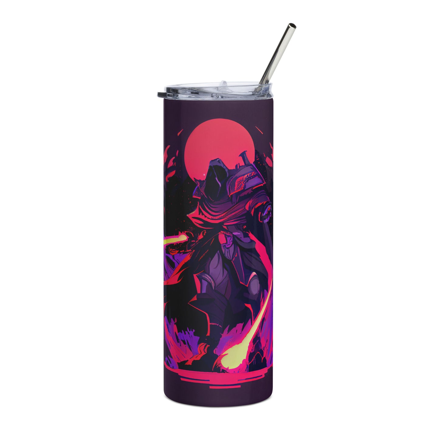 Samurai Knight Stainless steel tumbler cup with metal straw