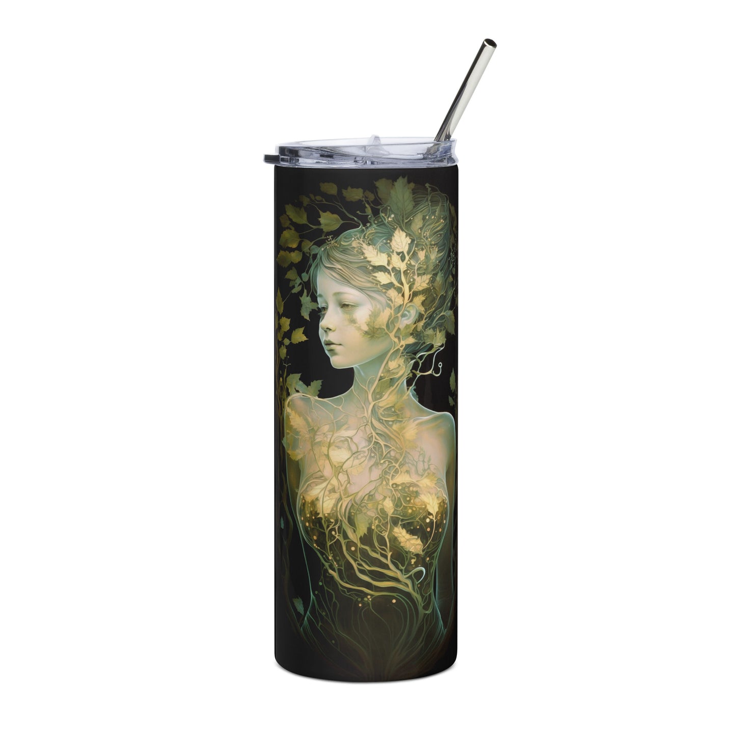 Earth Goddess #3 Stainless steel tumbler cup with metal straw