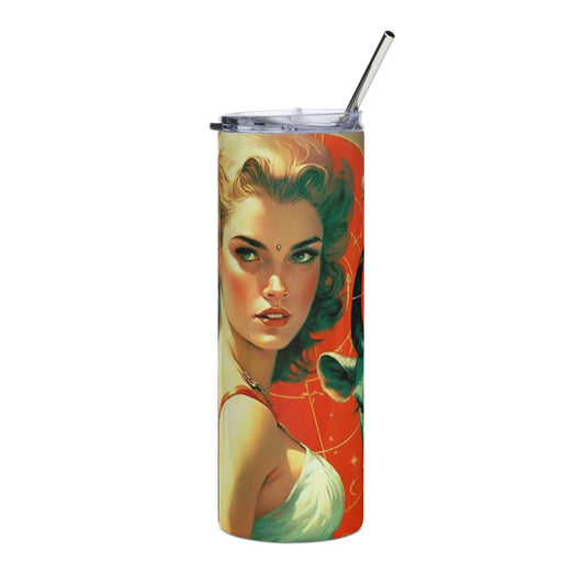 Devil Beauty #1 Stainless steel tumbler cup with metal straw