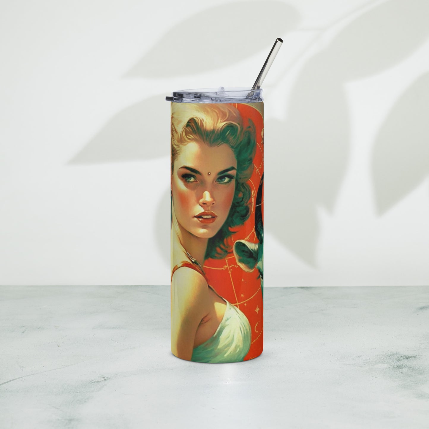 Devil Beauty #1 Stainless steel tumbler cup with metal straw