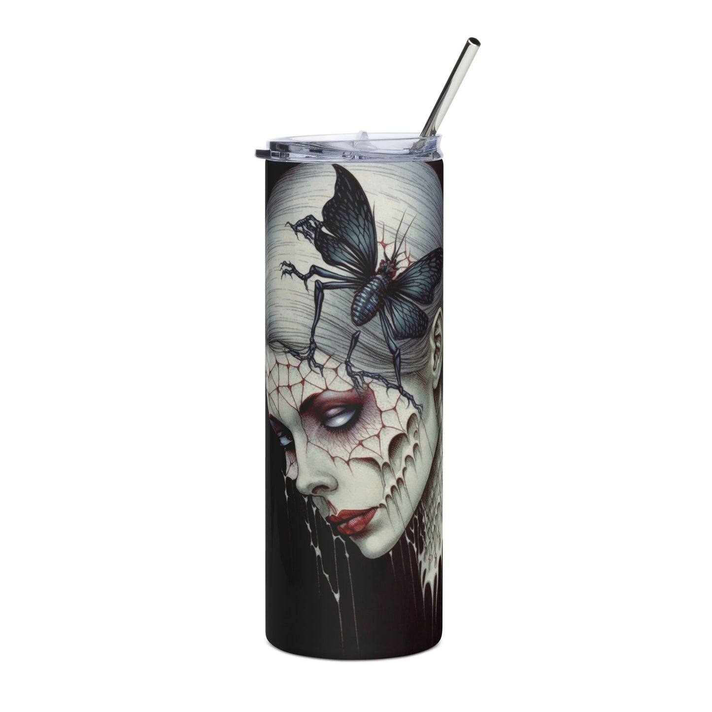 Gothic Beauty Stainless steel tumbler cup with metal straw