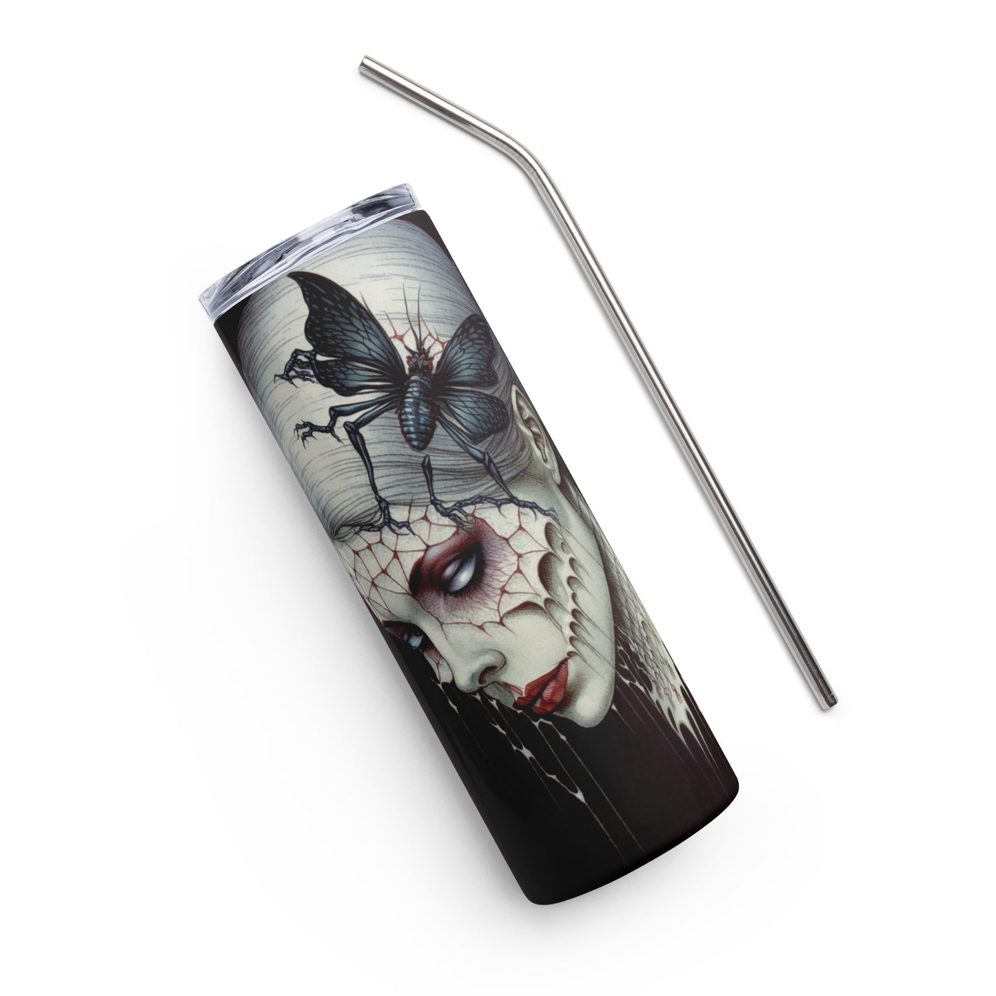 Gothic Beauty Stainless steel tumbler cup with metal straw