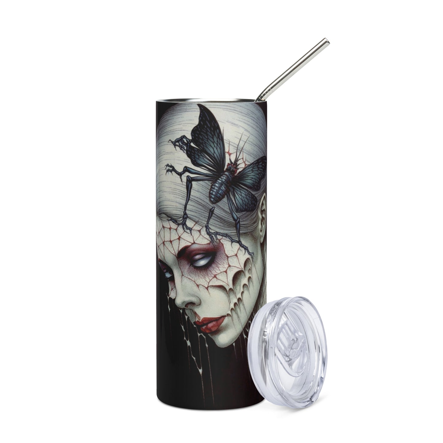 Gothic Beauty Stainless steel tumbler cup with metal straw