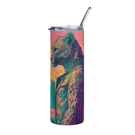 Miami Vice Cheetah #2 Stainless steel tumbler cup with metal straw