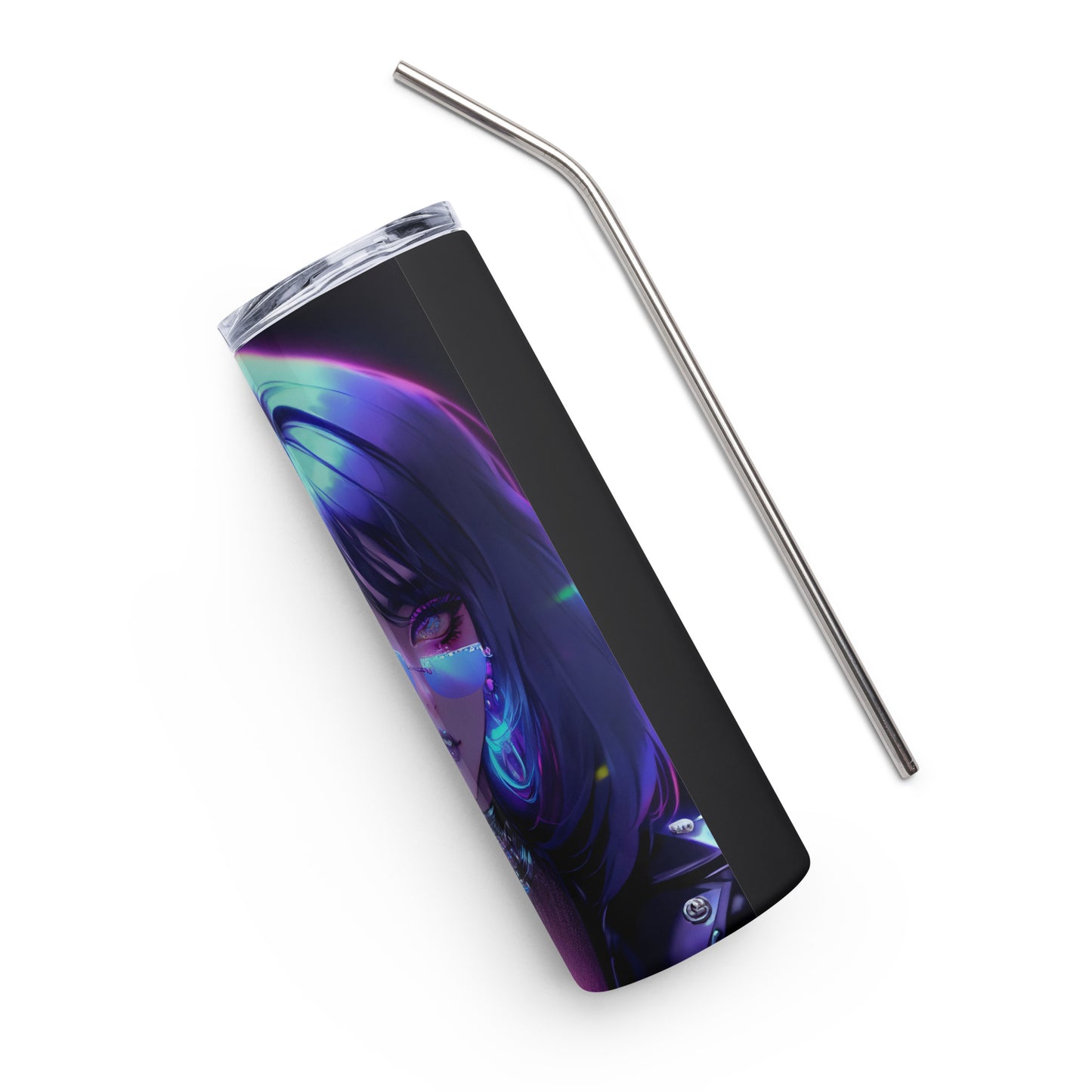 Anime Girl #3 Stainless steel tumbler cup with metal straw