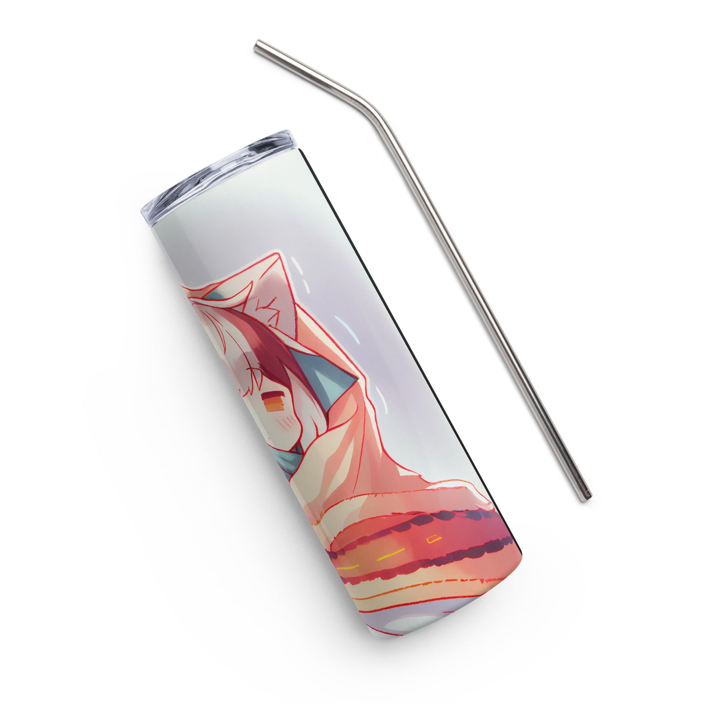 Anime Cat Girl #7 Stainless steel tumbler cup with metal straw