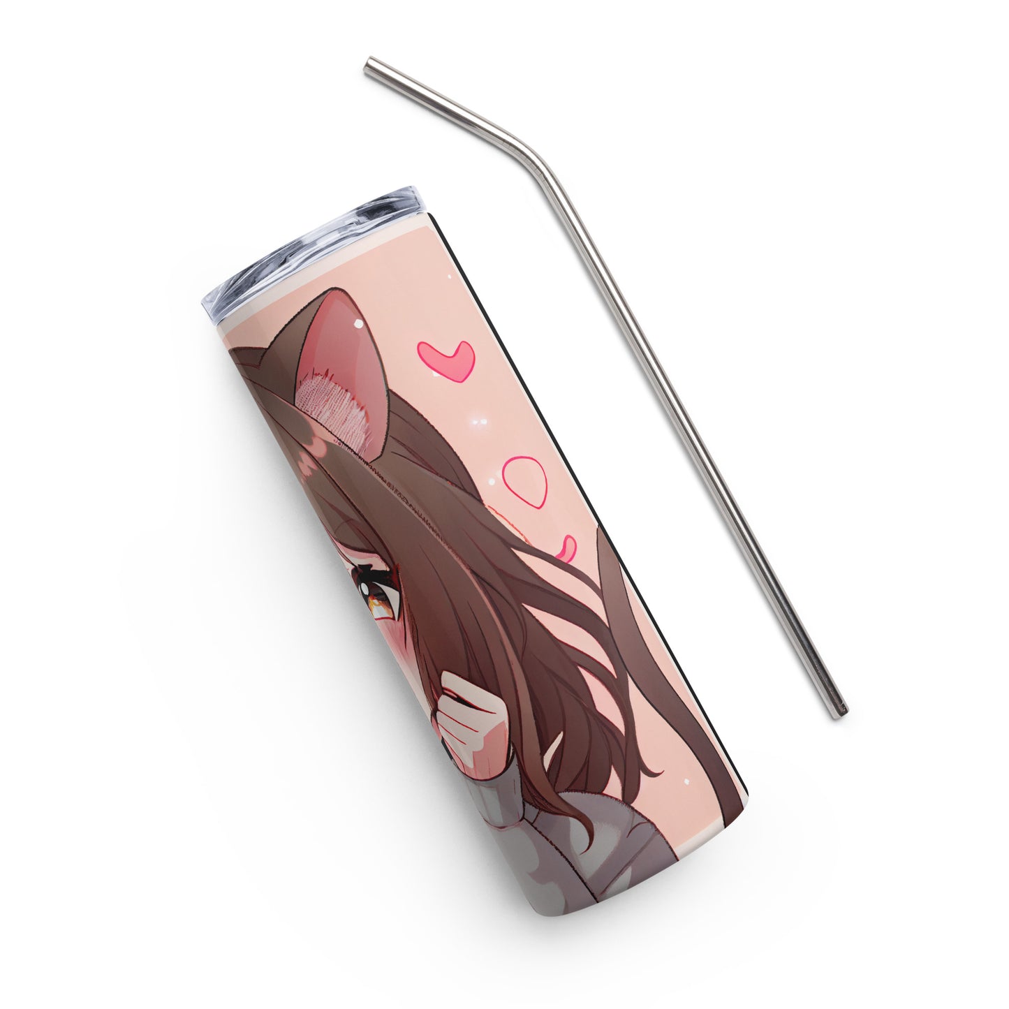 Anime Cat Girl #9 Stainless steel tumbler cup with metal straw