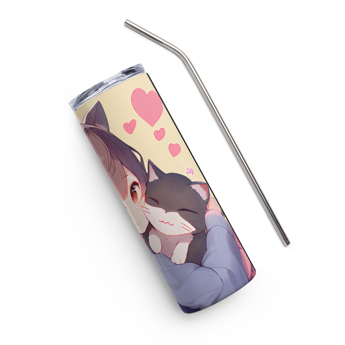 Anime Cat Girl #11 Stainless steel tumbler cup with metal straw