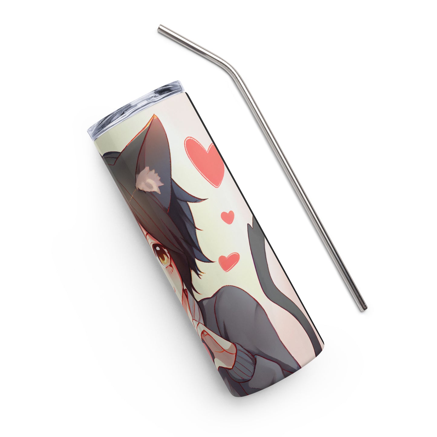 Anime Cat Girl #12 Stainless steel tumbler cup with metal straw