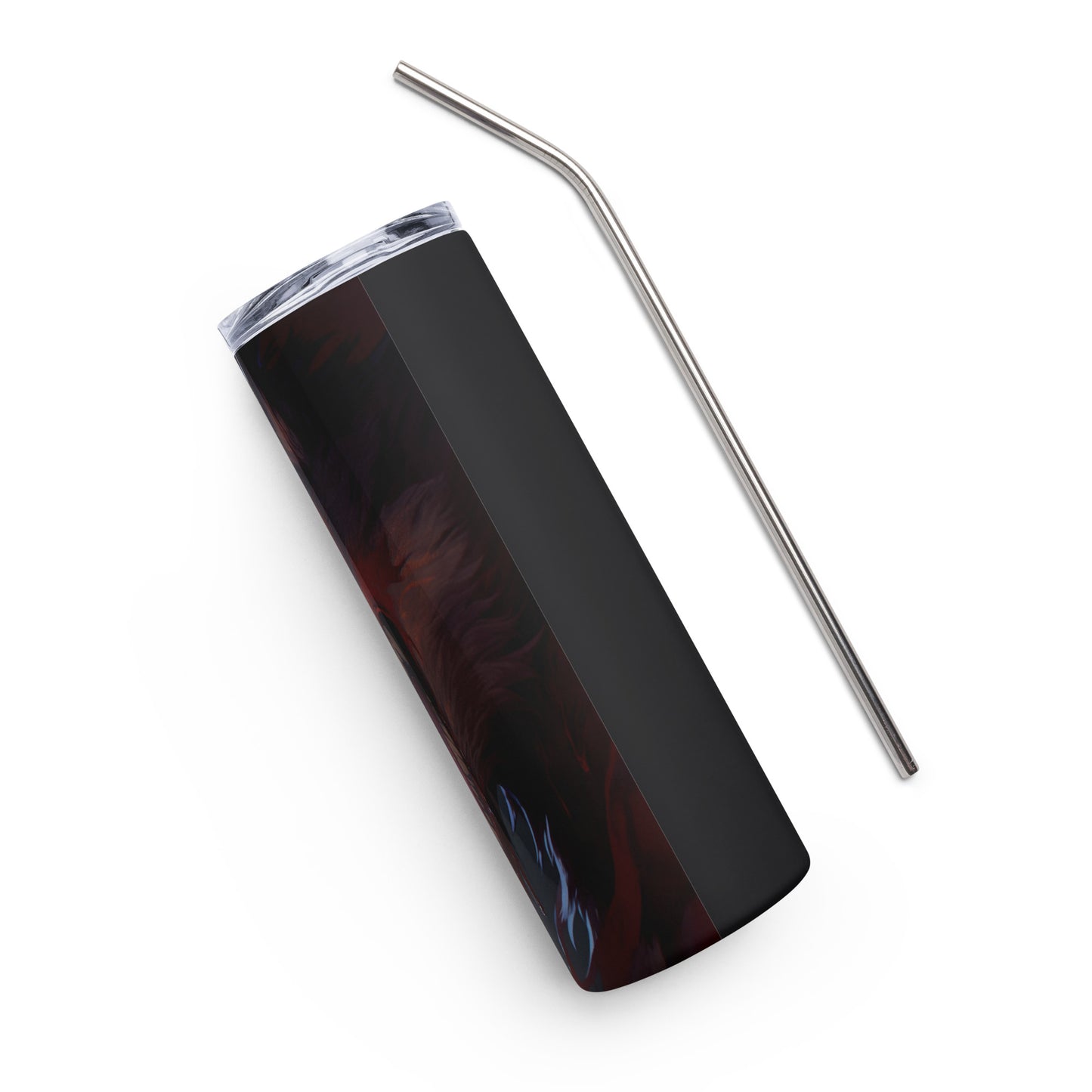 Werewolf Stainless steel tumbler cup with metal straw