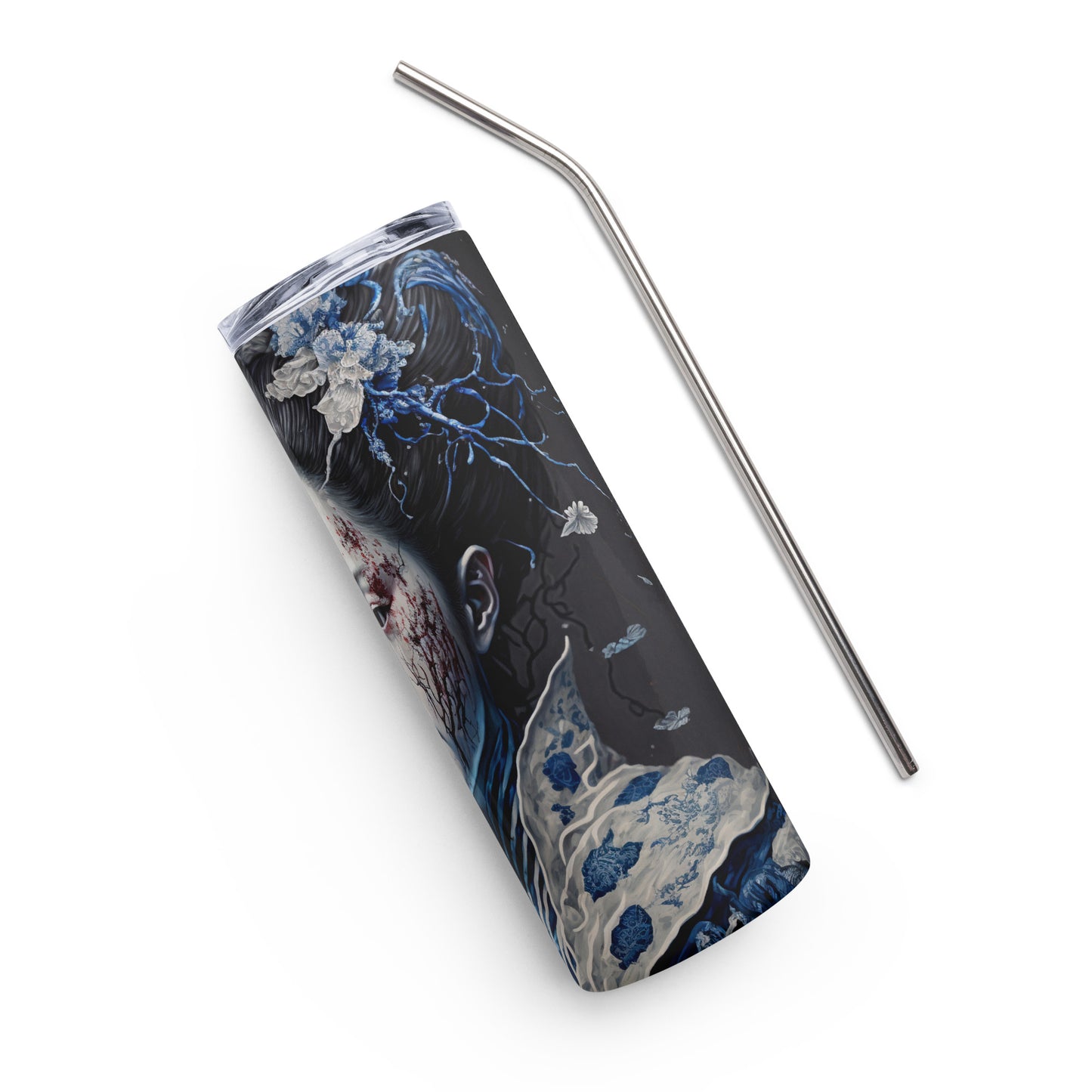 Geisha Beauty Stainless steel tumbler cup with metal straw