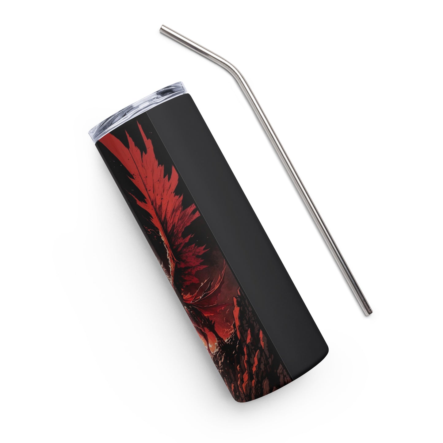 Dragon #1 Stainless steel tumbler cup with metal straw