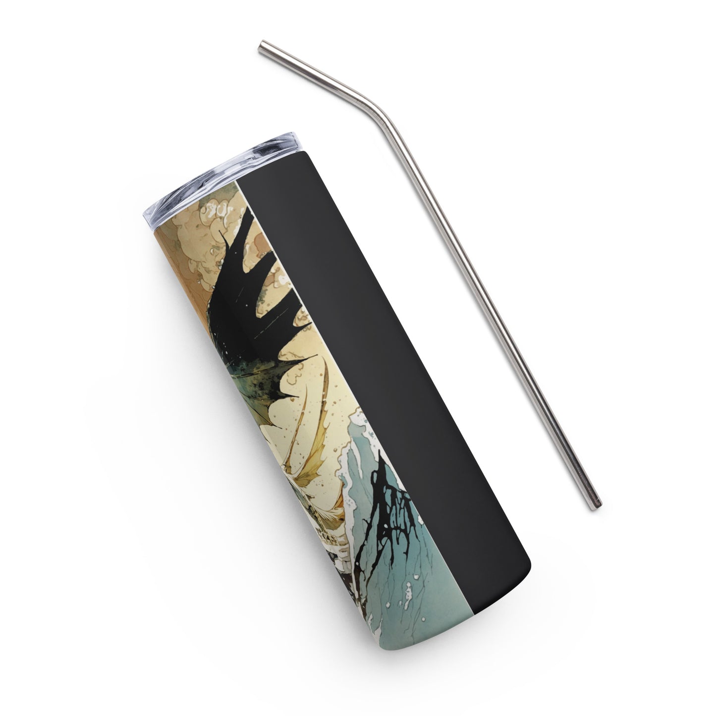 Dragon #5 Stainless steel tumbler cup with metal straw