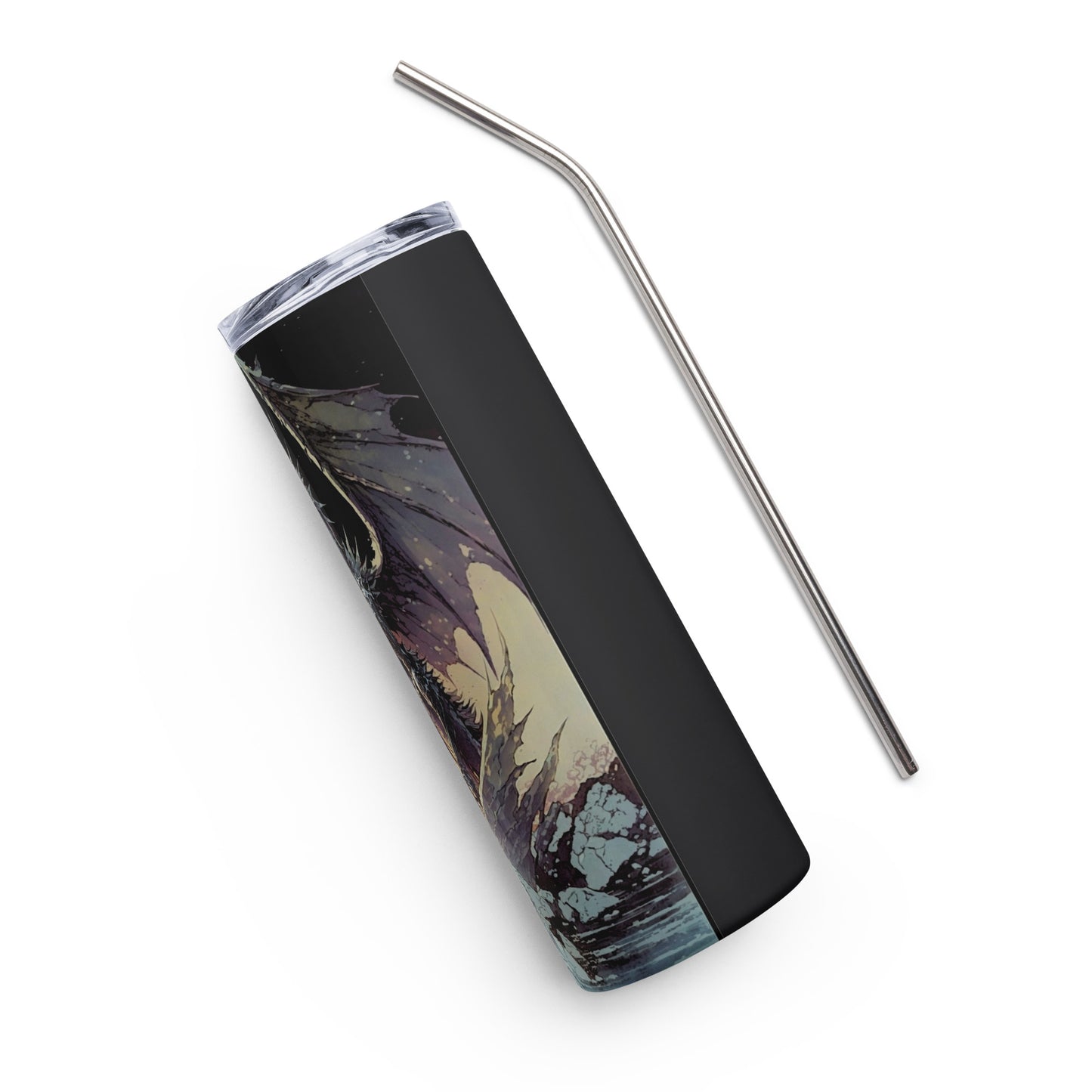 Dragon #7 Stainless steel tumbler cup with metal straw