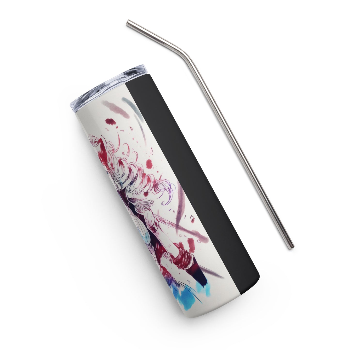 Sexy Pirate Woman Stainless steel tumbler cup with metal straw