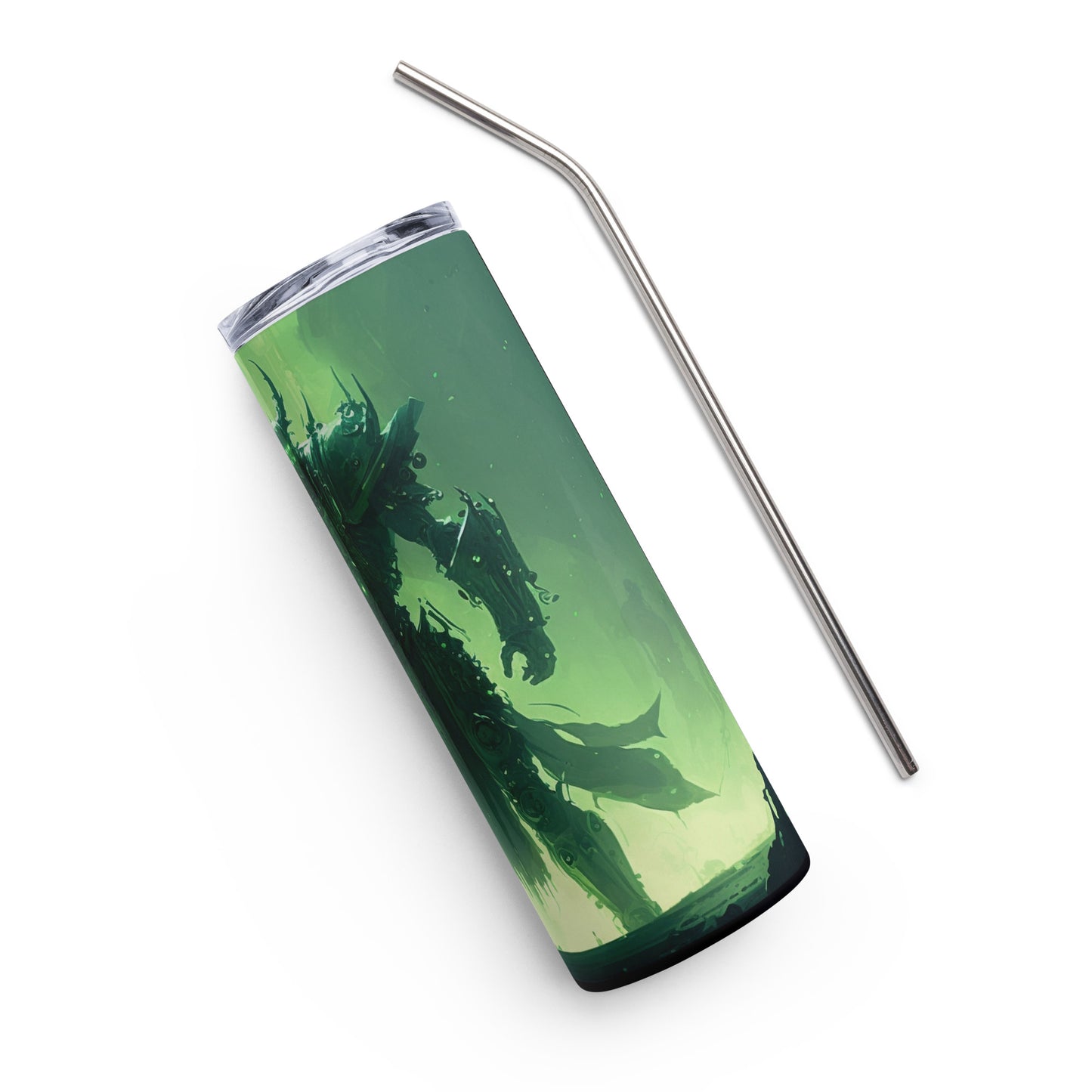 Necro Knight Stainless steel tumbler cup with metal straw