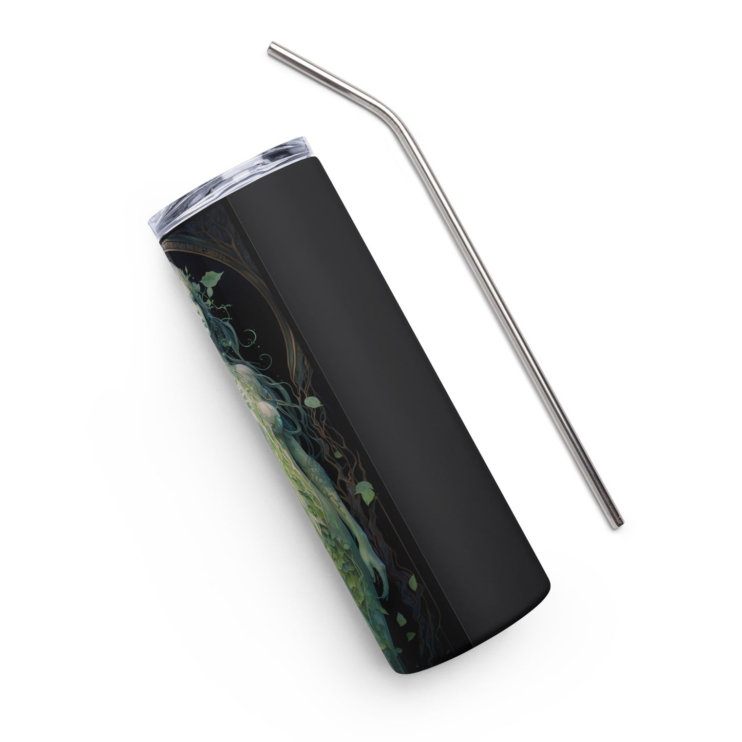 Earth Goddess #1 Stainless steel tumbler cup with metal straw