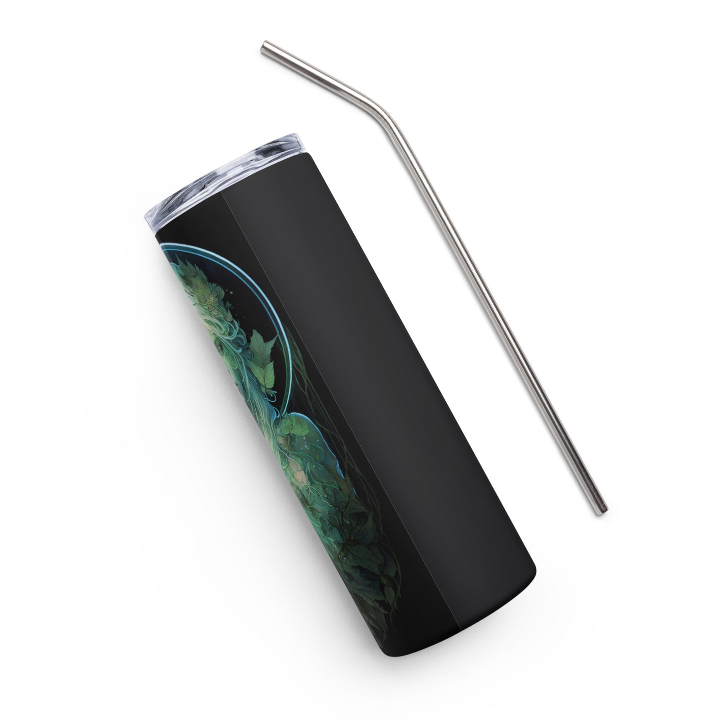 Earth Goddess #2 Stainless steel tumbler cup with metal straw