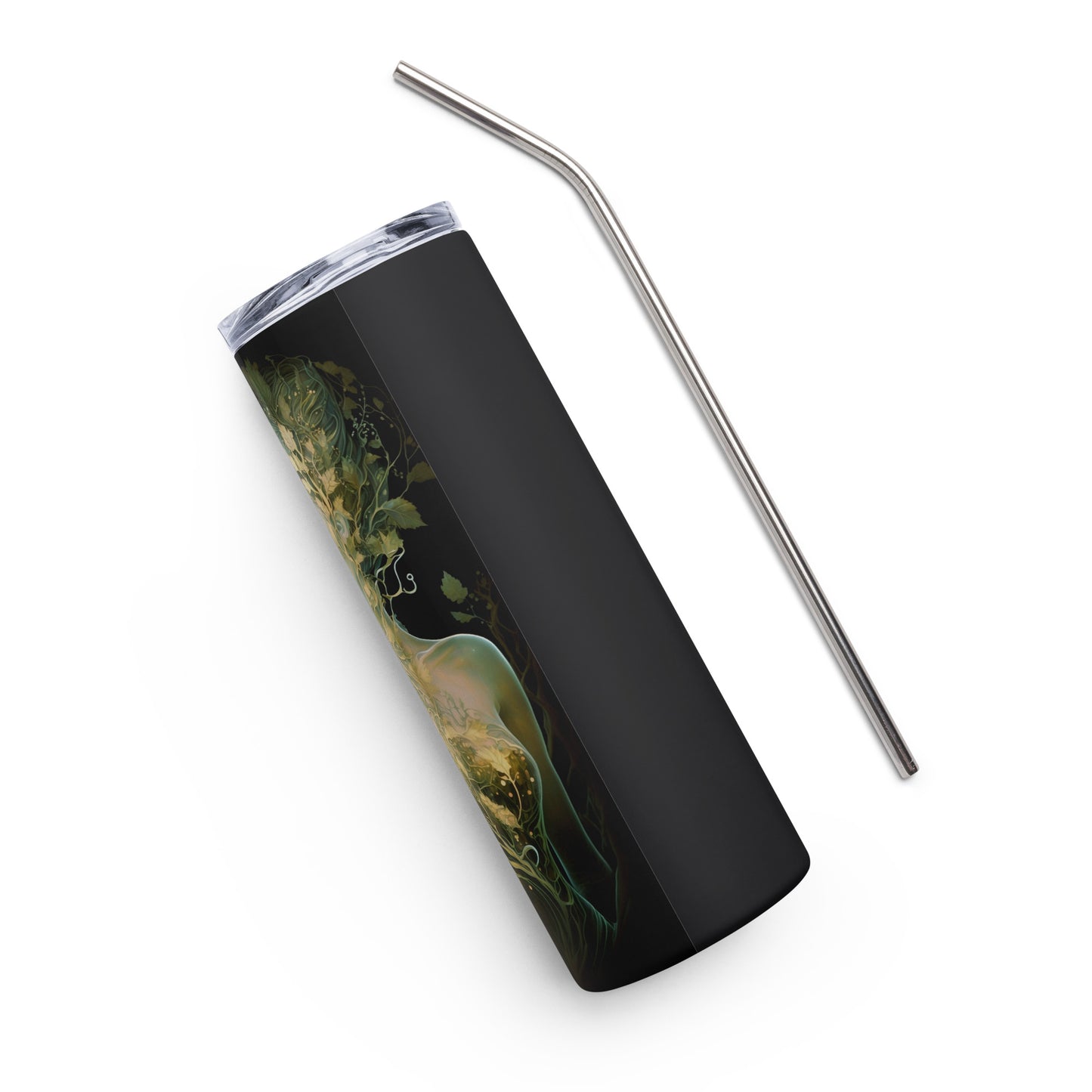 Earth Goddess #3 Stainless steel tumbler cup with metal straw