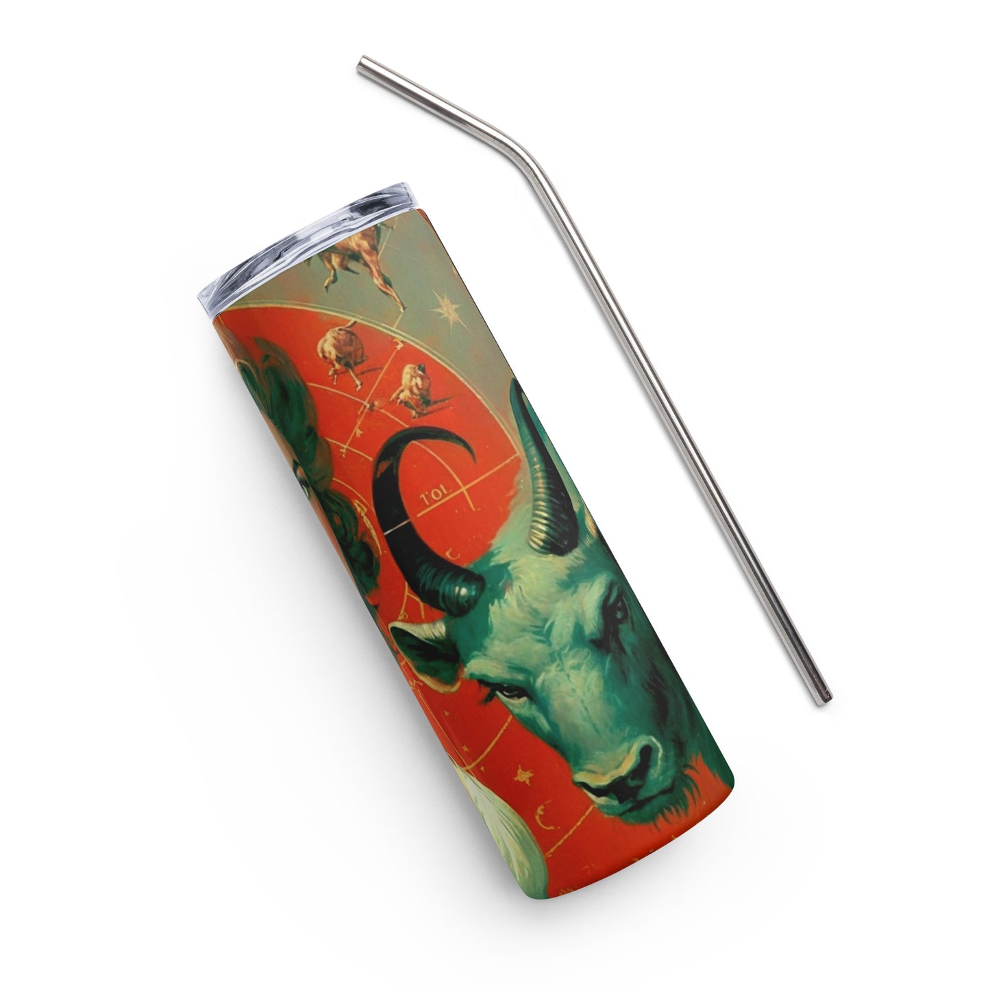 Devil Beauty #1 Stainless steel tumbler cup with metal straw