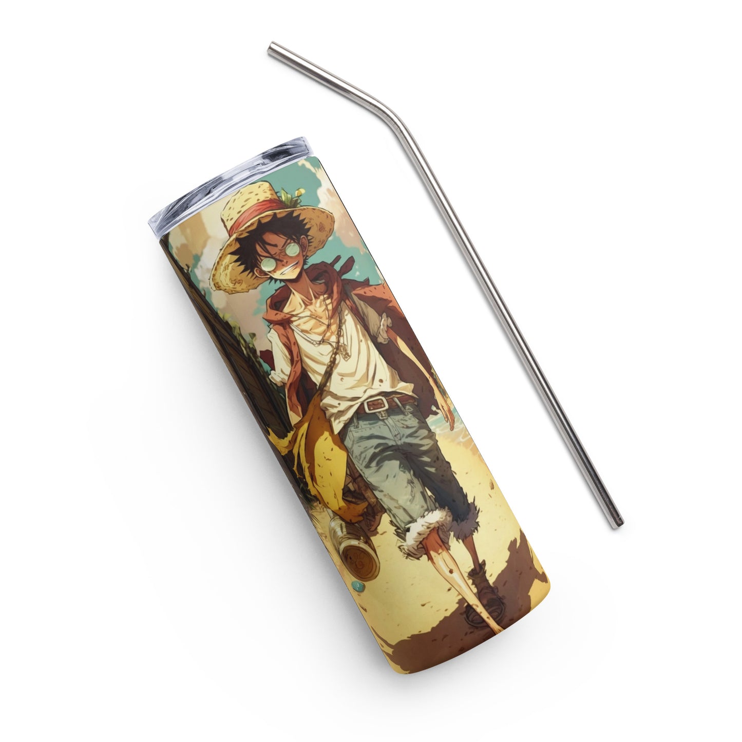 ONEPIECE Luffy Stainless steel tumbler cup with metal straw