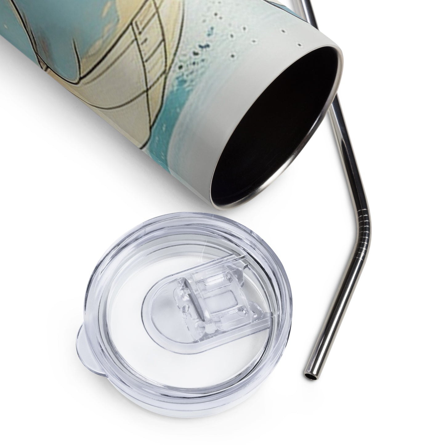 Blastoise at the Beach Stainless steel tumbler cup with metal straw