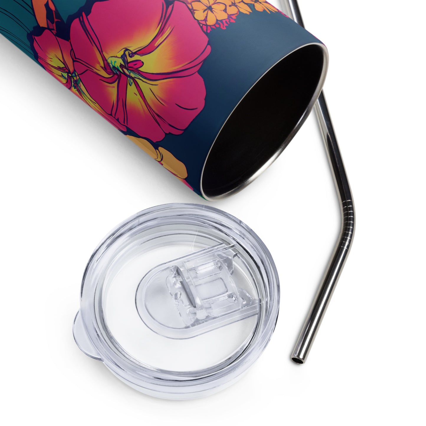 Hawaiian Beauty #2 Stainless steel tumbler cup with metal straw