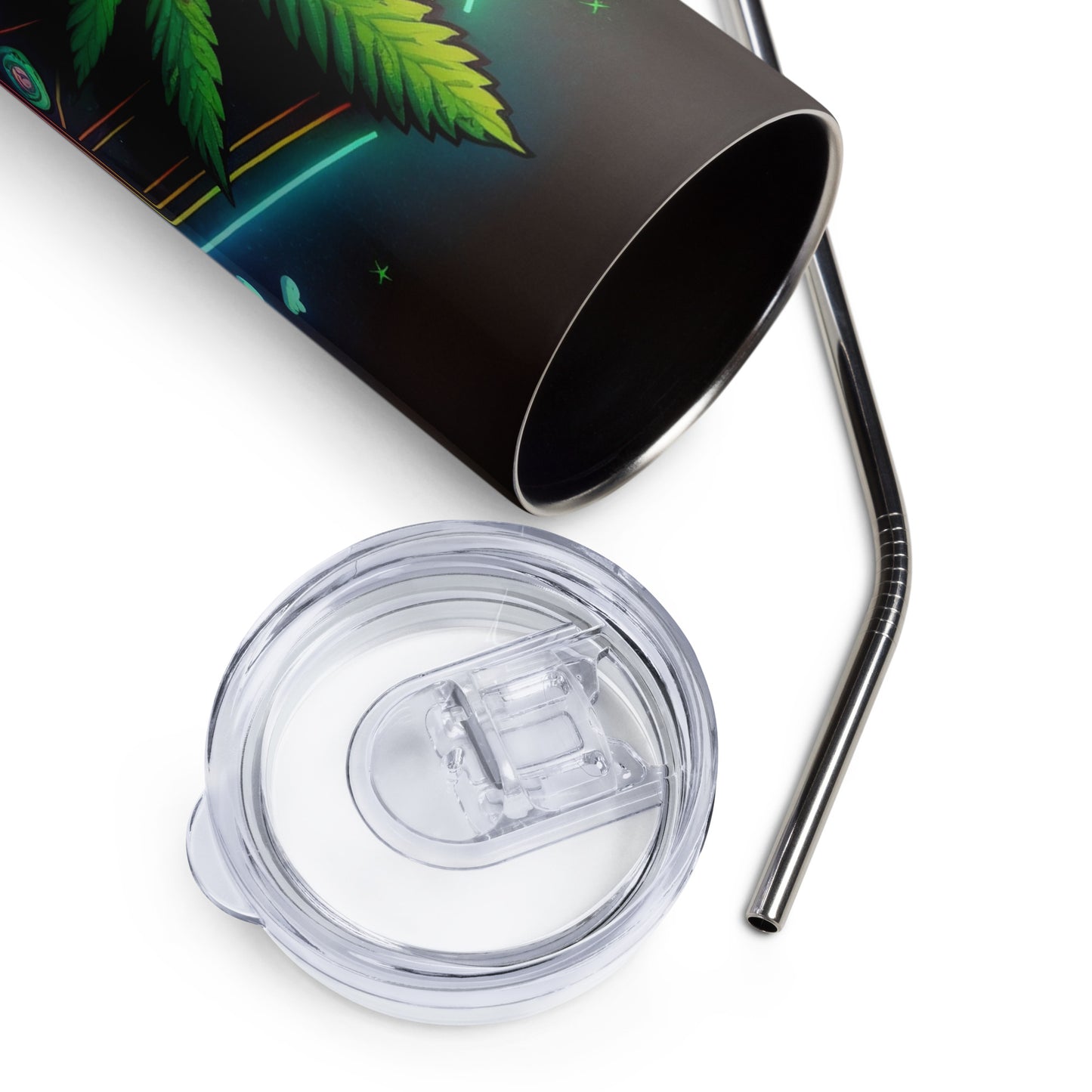 Stoner Stainless steel tumbler cup with metal straw