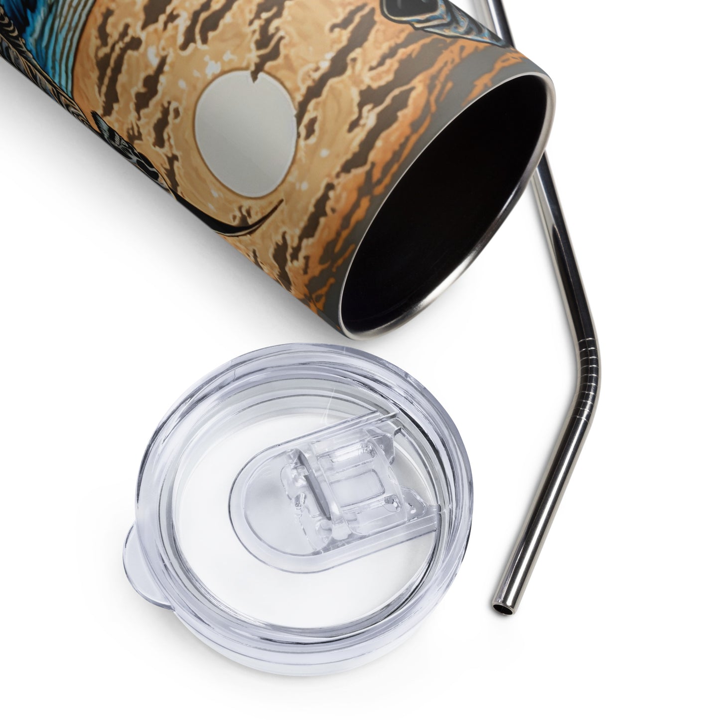 Death at the Beach Stainless steel tumbler cup with metal straw