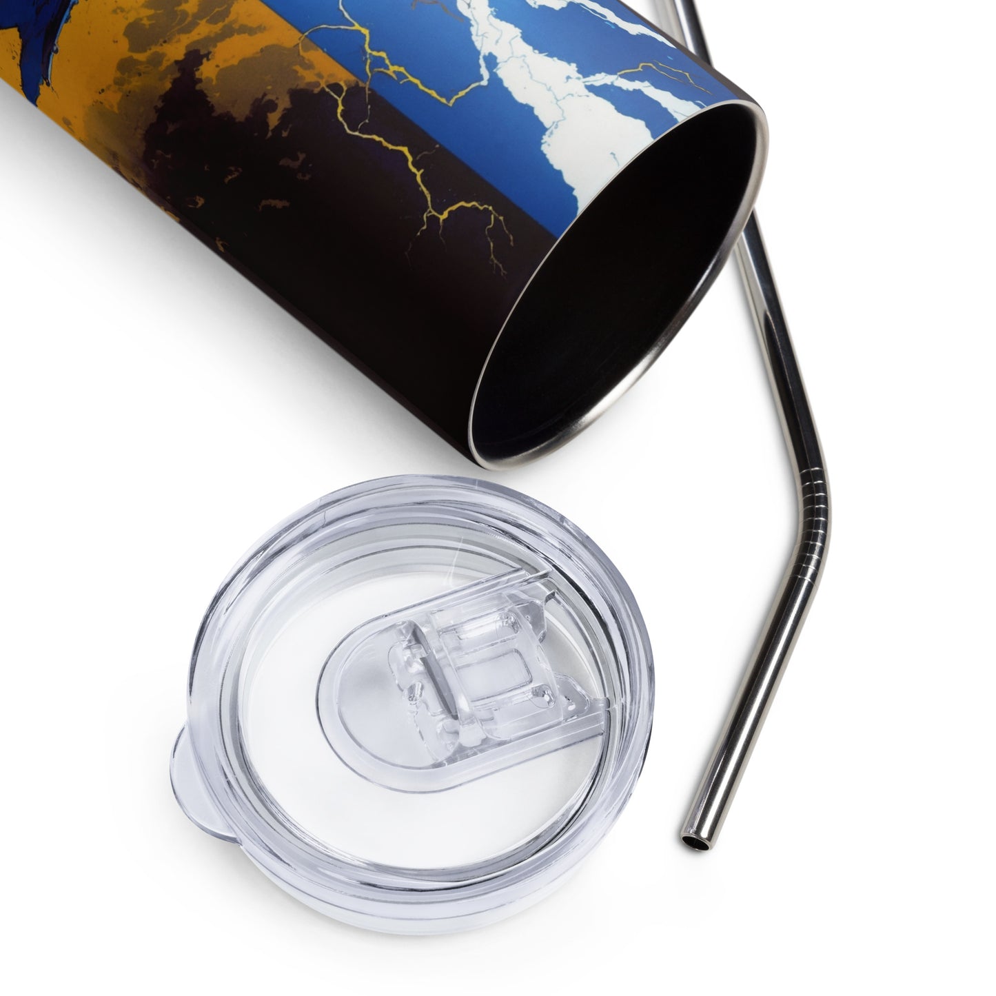 Dragon #2 Stainless steel ttumbler cup with metal straw