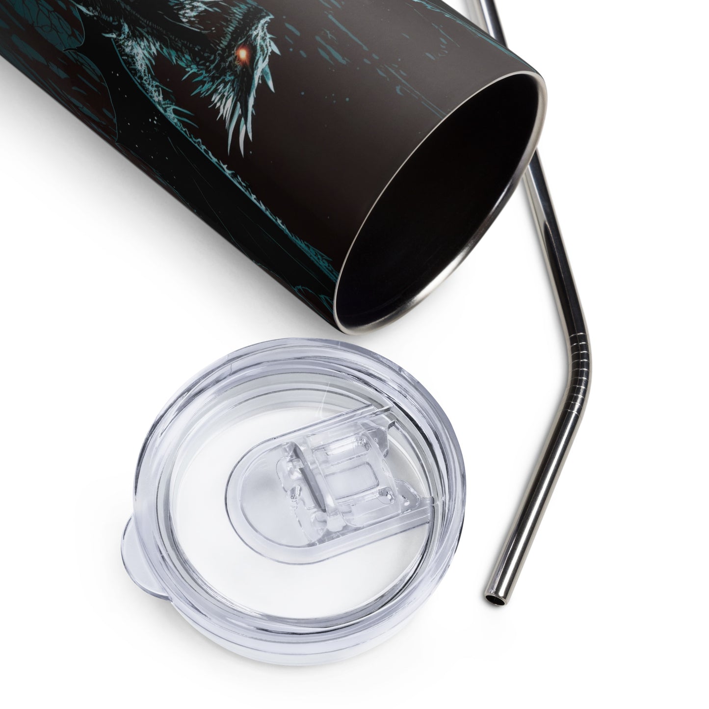 Dragon #4 Stainless steel tumbler cup with metal straw