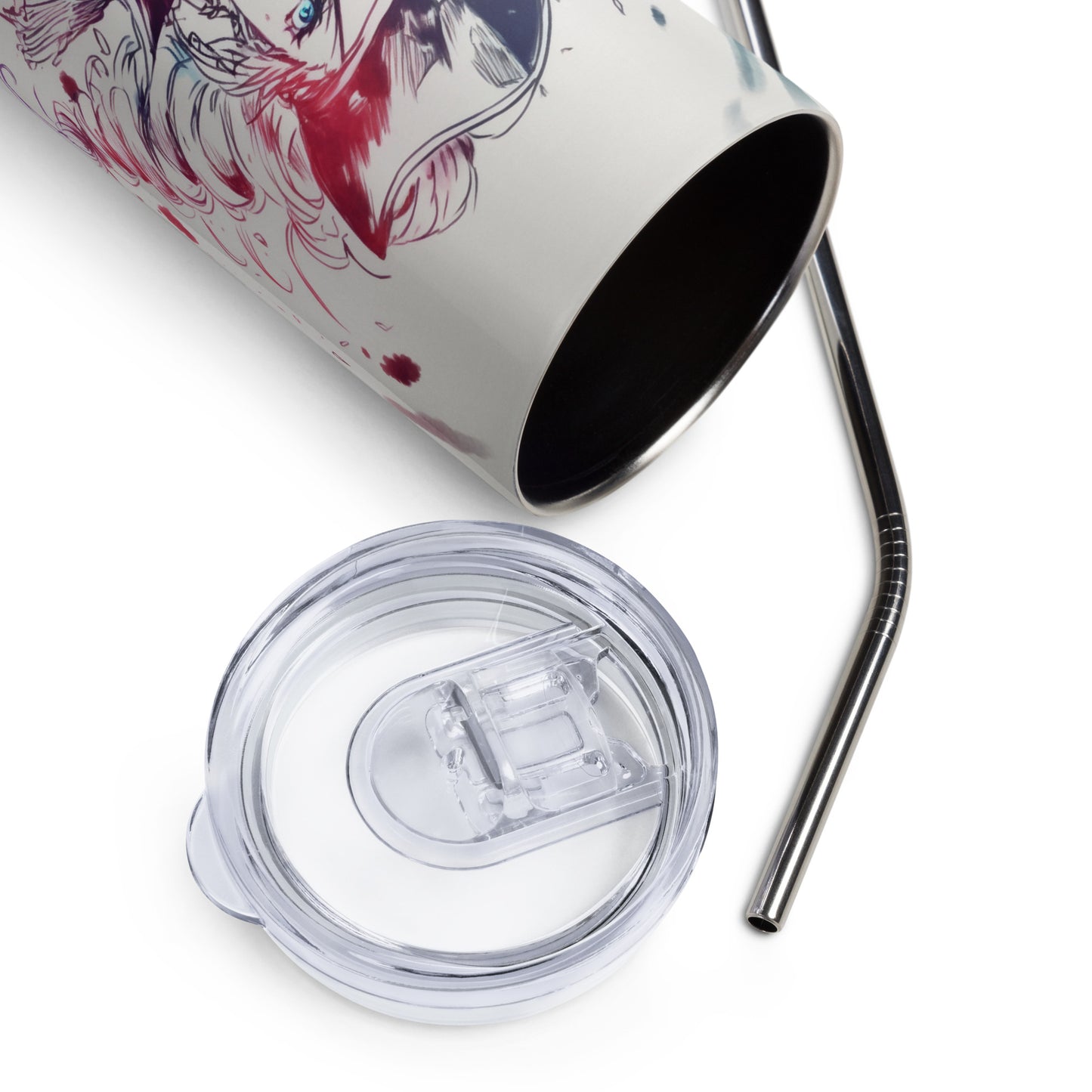 Sexy Pirate Woman Stainless steel tumbler cup with metal straw