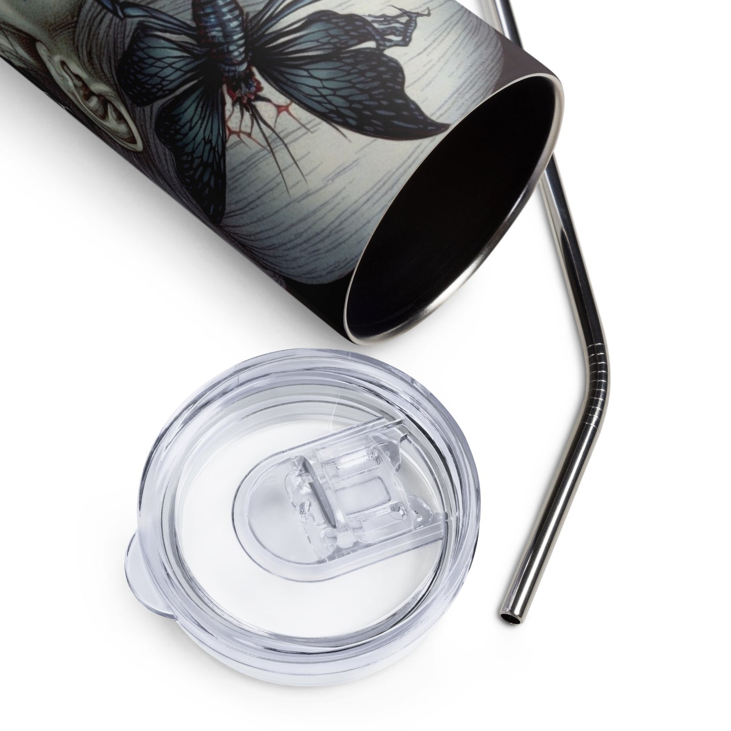 Gothic Beauty Stainless steel tumbler cup with metal straw