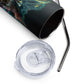 Punk Tribal Caracal Cat Stainless steel tumbler cup with metal straw