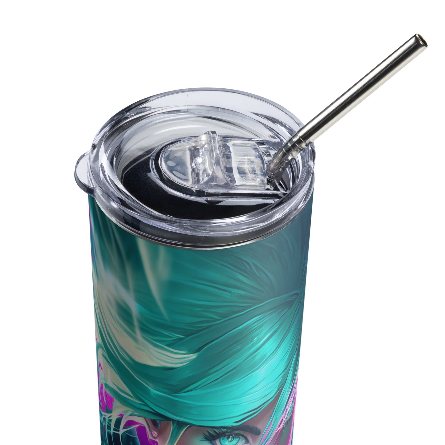 Anime Girl #2 Stainless steel tumbler cup with metal straw