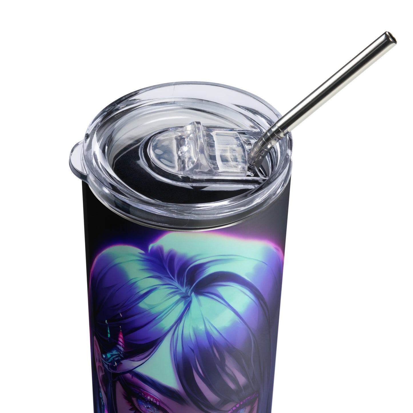 Anime Girl #3 Stainless steel tumbler cup with metal straw