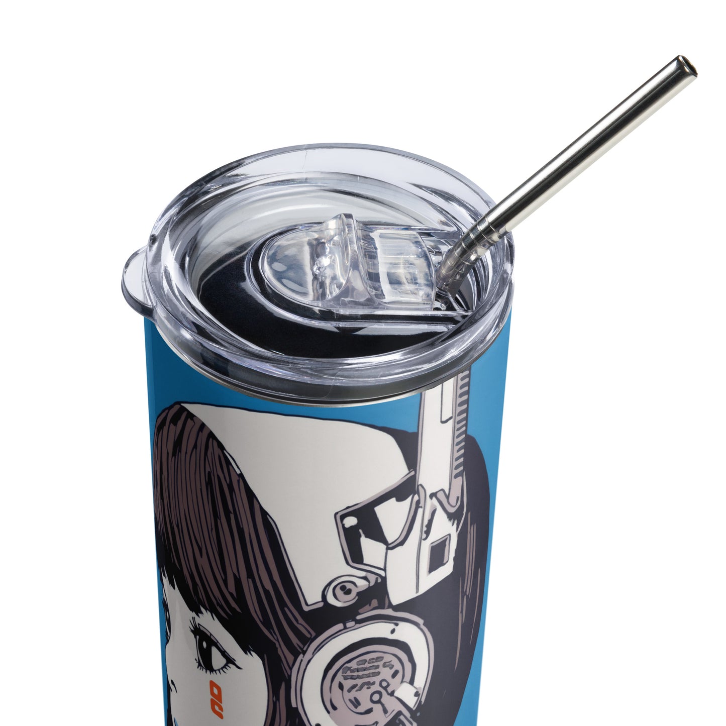 Astronaut Girl Stainless steel tumbler cup with metal straw