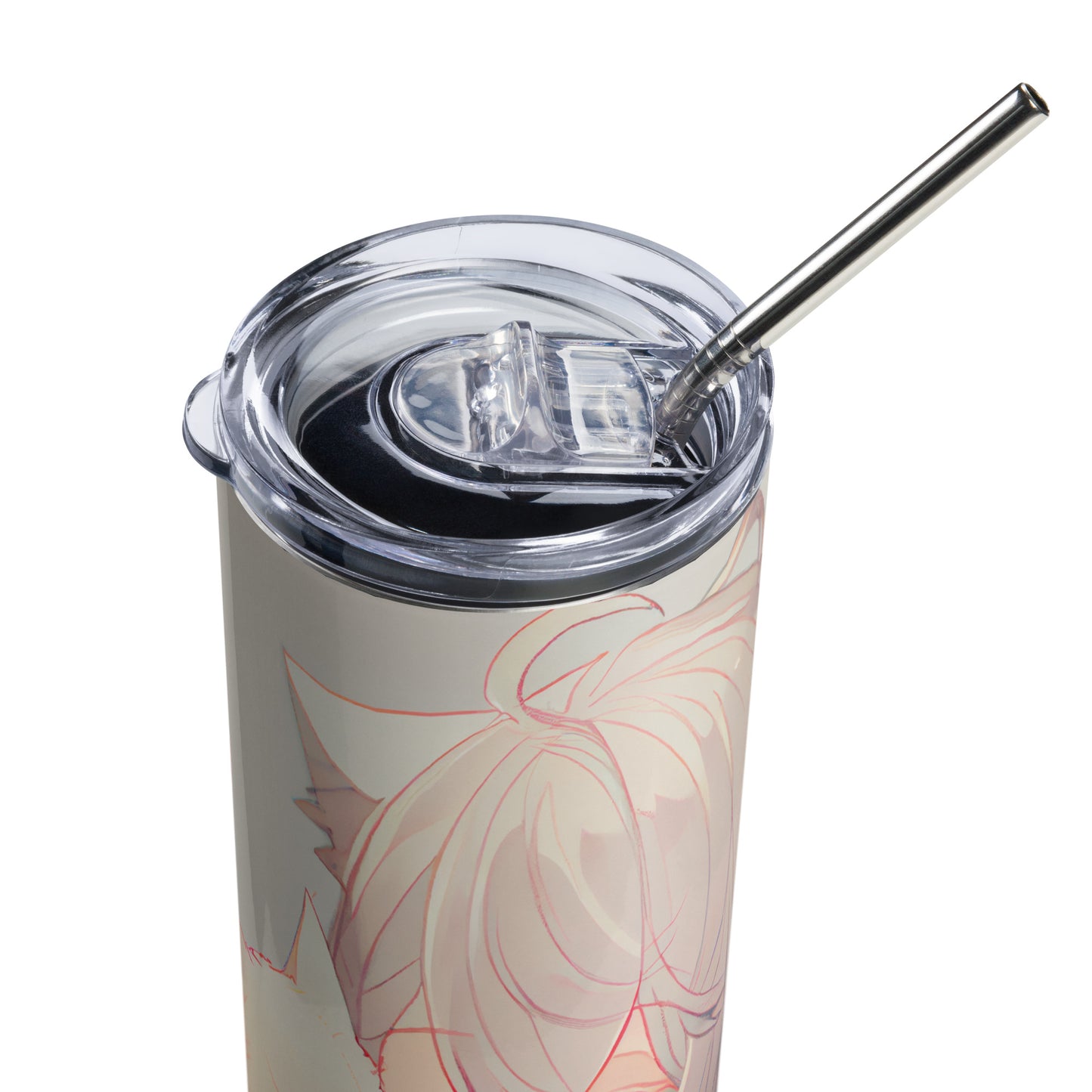 Anime Cat Girl #3 Stainless steel tumbler cup with metal straw