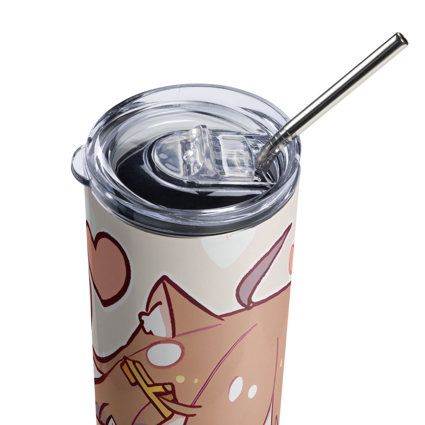 Anime Cat Girl #4 Stainless steel tumbler cup with metal straw