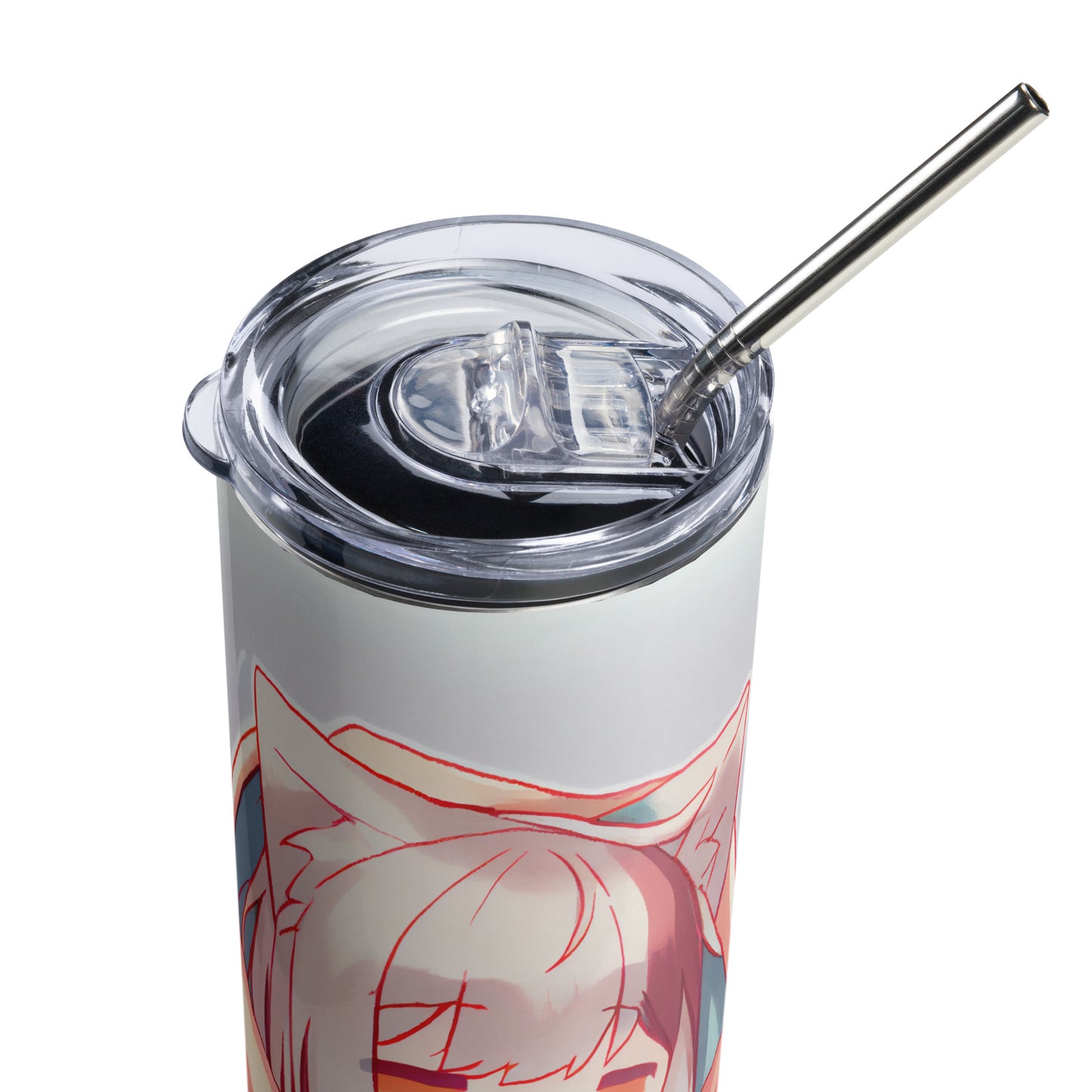 Anime Cat Girl #7 Stainless steel tumbler cup with metal straw