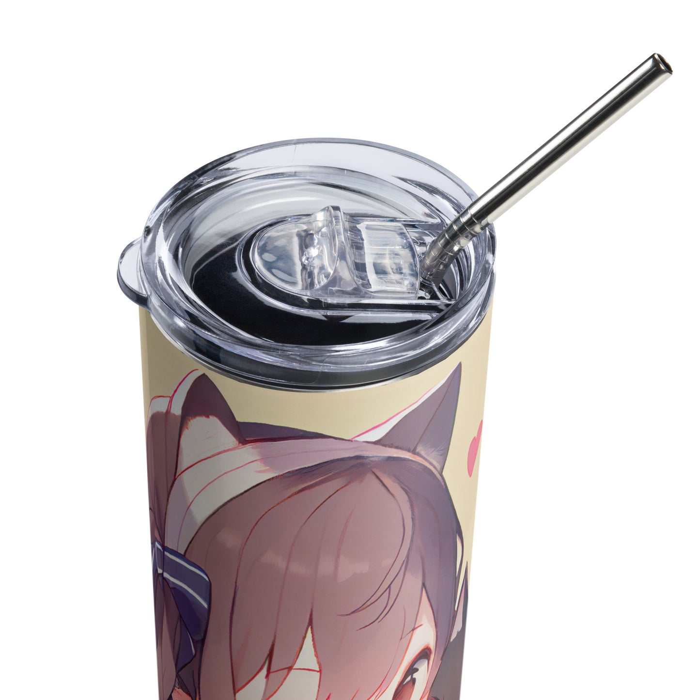 Anime Cat Girl #11 Stainless steel tumbler cup with metal straw